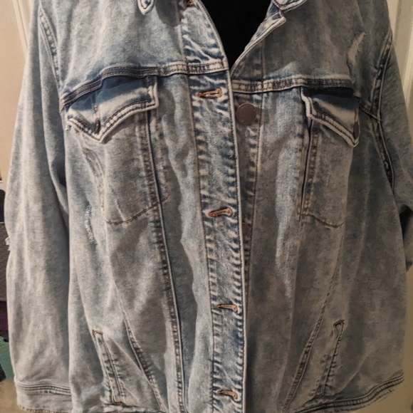 Distressed Acid Wash Jean Jacket SZ 24 - Picture 10 of 14